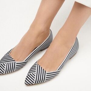 LK Bennett Black and White Striped Pointed Flats